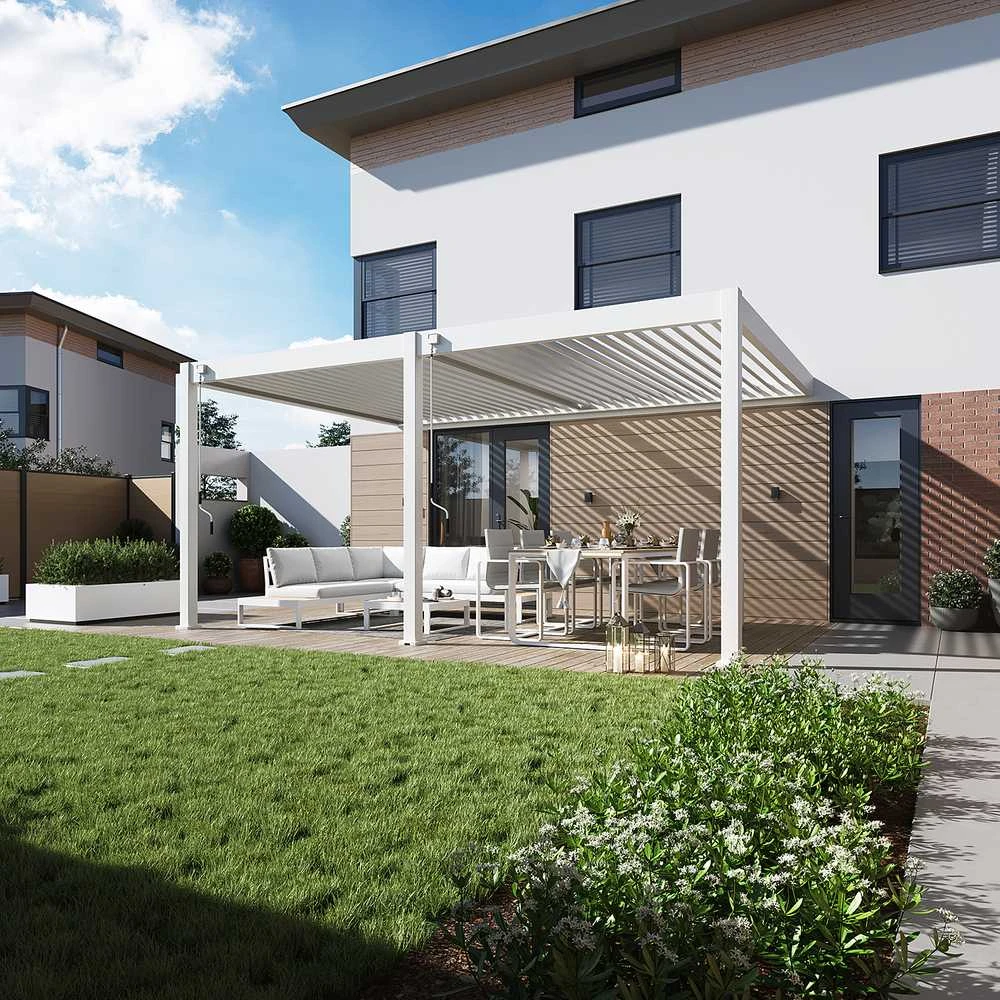 Pavėsinė Pergola DELUXE WALL 3.6x5.3, Baltas (montuojama prie sienos)