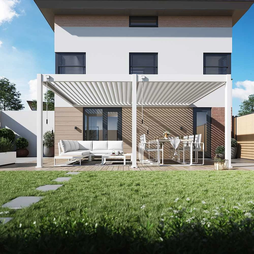 Pavėsinė Pergola DELUXE WALL 3.6x5.3, Baltas (montuojama prie sienos)