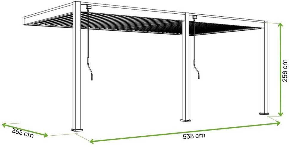 Pavėsinė Pergola DELUXE WALL 3.6x5.3, Baltas (montuojama prie sienos)
