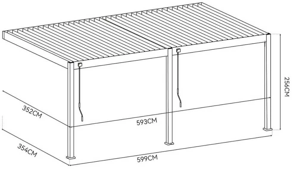 Pavėsinė Pergola DELUXE WALL 3.6x6, Anthracite (montuojama prie sienos)