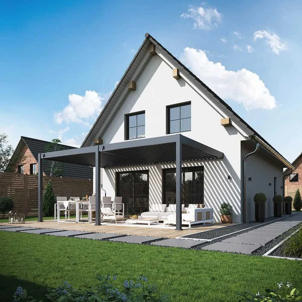 Pavėsinė Pergola DELUXE WALL 3.6x6, Anthracite (montuojama prie sienos)