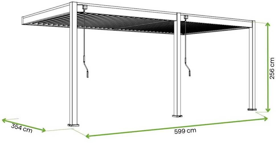 Pavėsinė Pergola DELUXE WALL 3.6x6, Baltas (montuojama prie sienos)