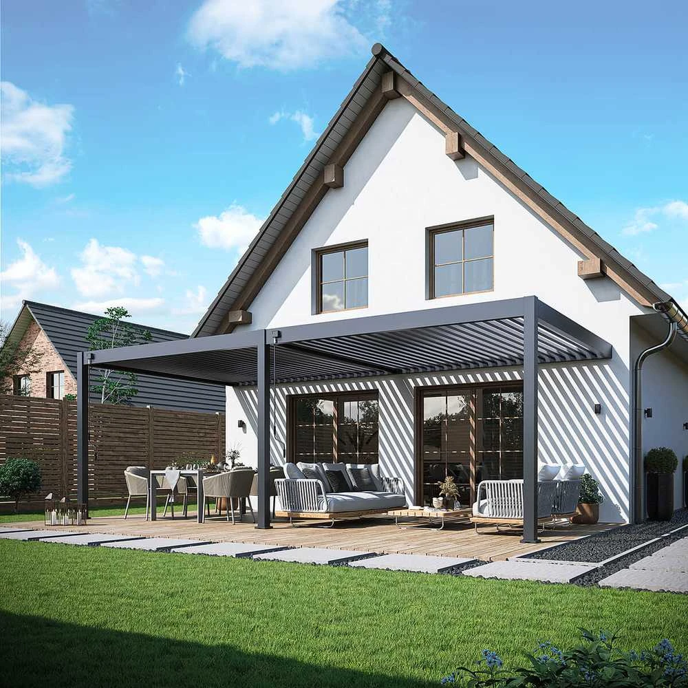 Pavėsinė Pergola DELUXE WALL 3.6x7.2, Anthracite (montuojama prie sienos)
