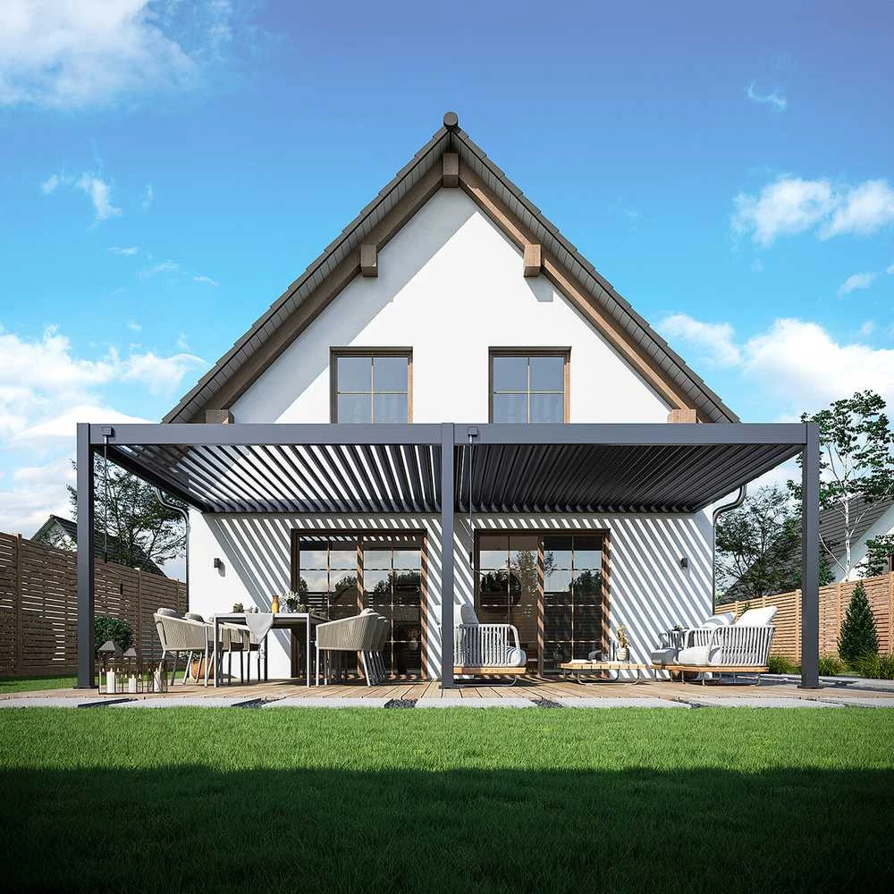 Pavėsinė Pergola DELUXE WALL 3.6x7.2, Anthracite (montuojama prie sienos)