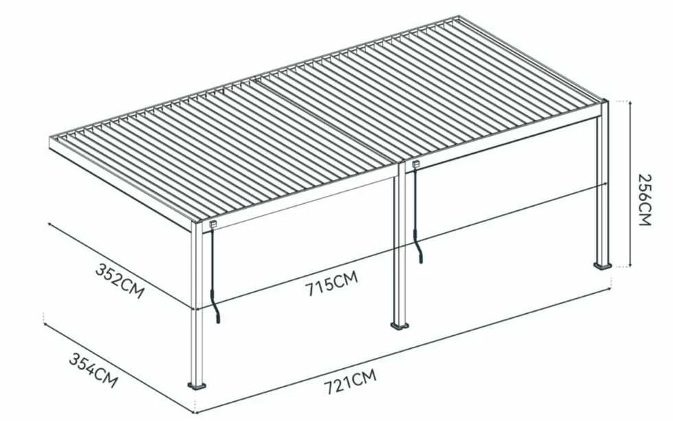 Pavėsinė Pergola DELUXE WALL 3.6x7.2, Anthracite (montuojama prie sienos)