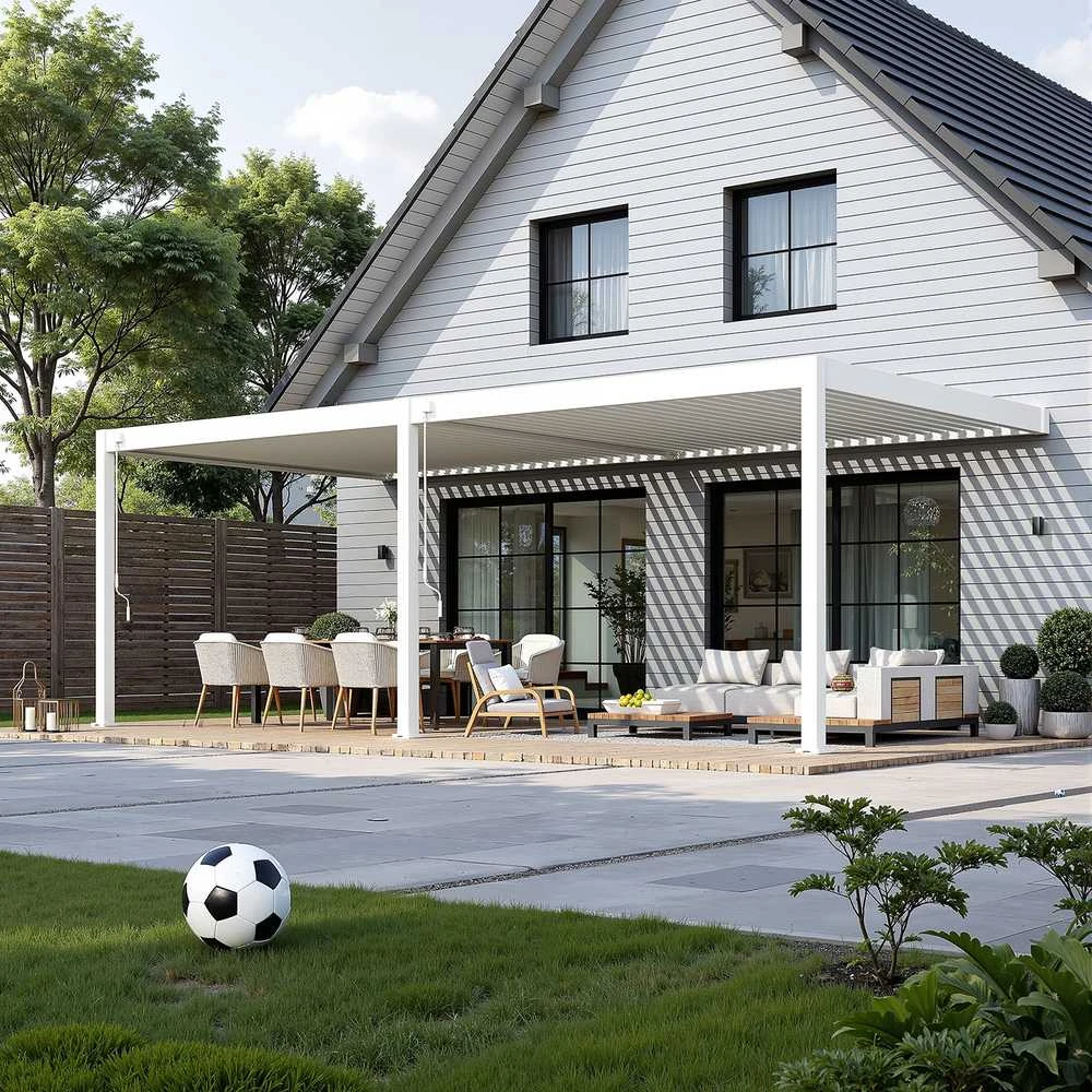Pavėsinė Pergola DELUXE WALL 3.6x7.2, Baltas (montuojama prie sienos)