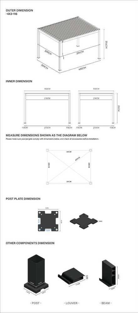 Pavėsinė Pergola ELEGANCE 3x4, Anthracite/Light Pilkas