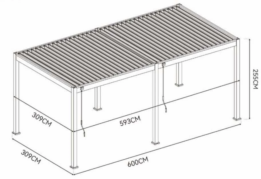 Pavėsinė Pergola ELEGANCE 3x6, Anthracite/Light Pilkas