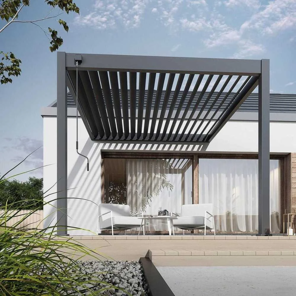 Pavėsinė Pergola ELEGANCE WALL 3x3, Anthracite, montuojama prie sienos