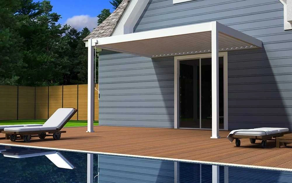 Pavėsinė Pergola ELEGANCE WALL 3x4, Baltas, montuojama prie sienos