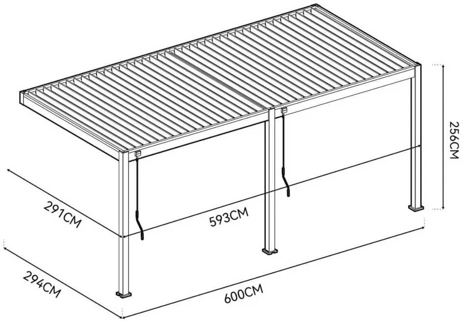 Pavėsinė Pergola ELEGANCE WALL 3x6, Baltas, montuojama prie sienos