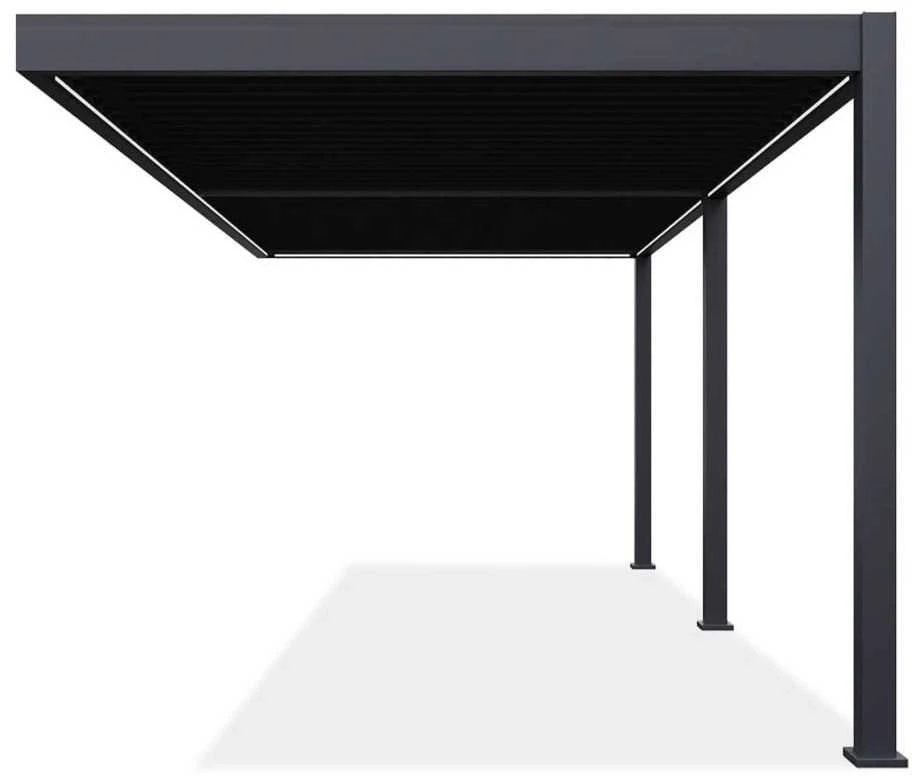 Pavėsinė Pergola ELEGANCE WALL AUTOMATIC 3x6 su LED, Anthracite, montuojama prie sienos