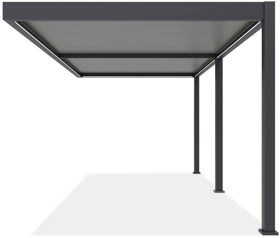 Pavėsinė Pergola ELEGANCE WALL AUTOMATIC 3x6 su LED, Anthracite/Light Pilkas, montuojama prie sienos