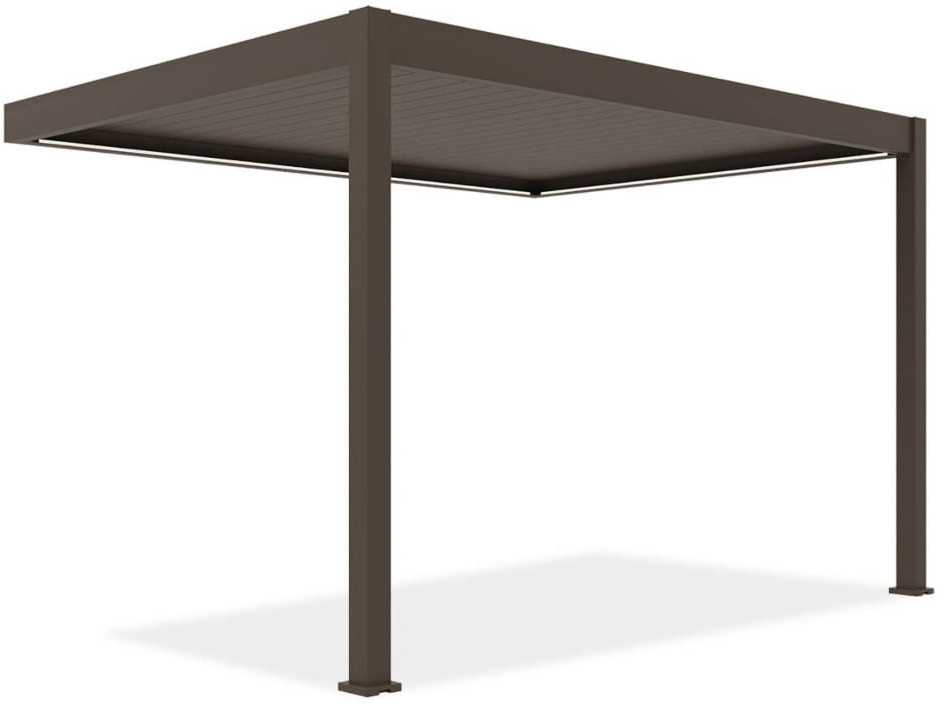 Pavėsinė Pergola ELEGANCE WALL AUTOMATIC 3x4 su LED, Taupe, montuojama prie sienos