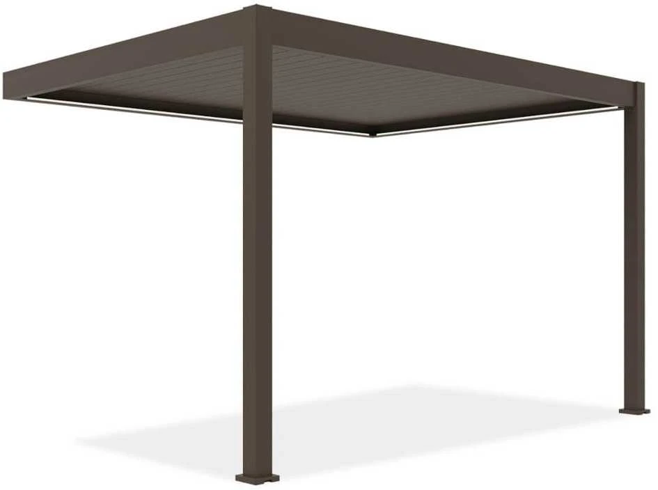 Pavėsinė Pergola ELEGANCE WALL AUTOMATIC 3x4 su LED, Taupe, montuojama prie sienos