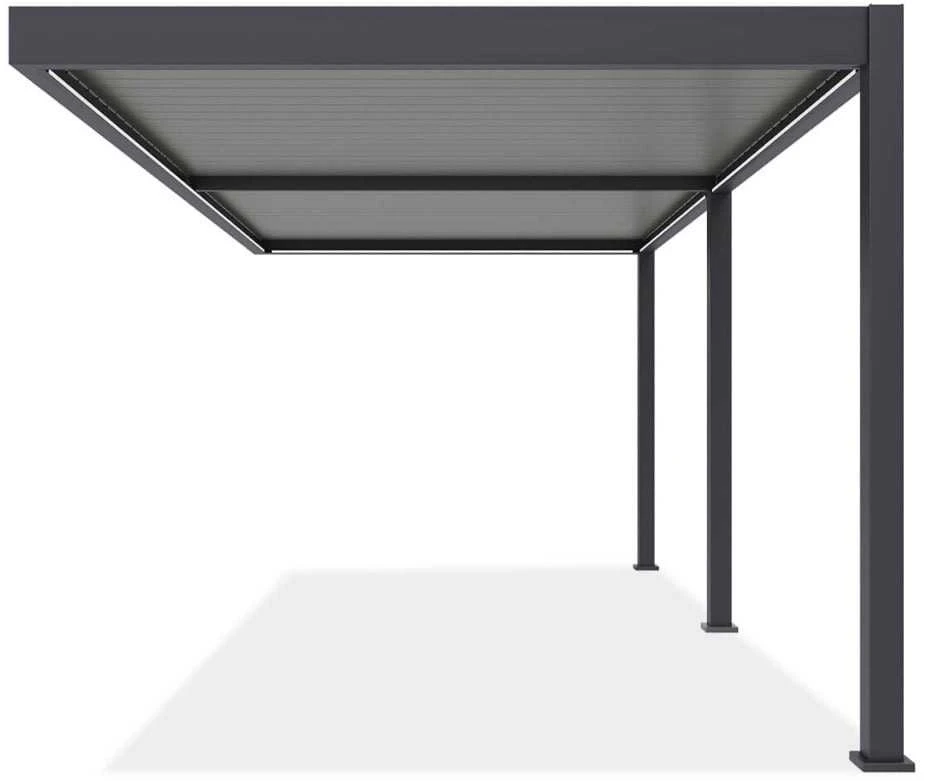 Pavėsinė Pergola ELEGANCE WALL AUTOMATIC 3x6 su LED, Anthracite/Light Pilkas, montuojama prie sienos