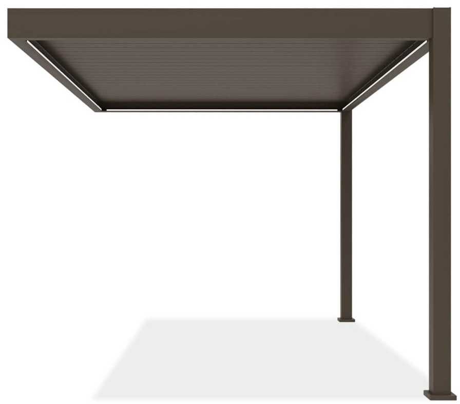 Pavėsinė Pergola ELEGANCE WALL AUTOMATIC 3x4 su LED, Taupe, montuojama prie sienos
