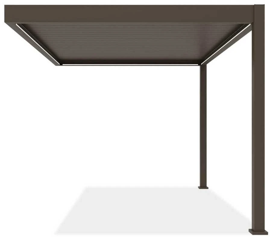 Pavėsinė Pergola ELEGANCE WALL AUTOMATIC 3x4 su LED, Taupe, montuojama prie sienos