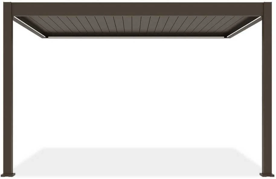 Pavėsinė Pergola ELEGANCE WALL AUTOMATIC 3x4 su LED, Taupe, montuojama prie sienos