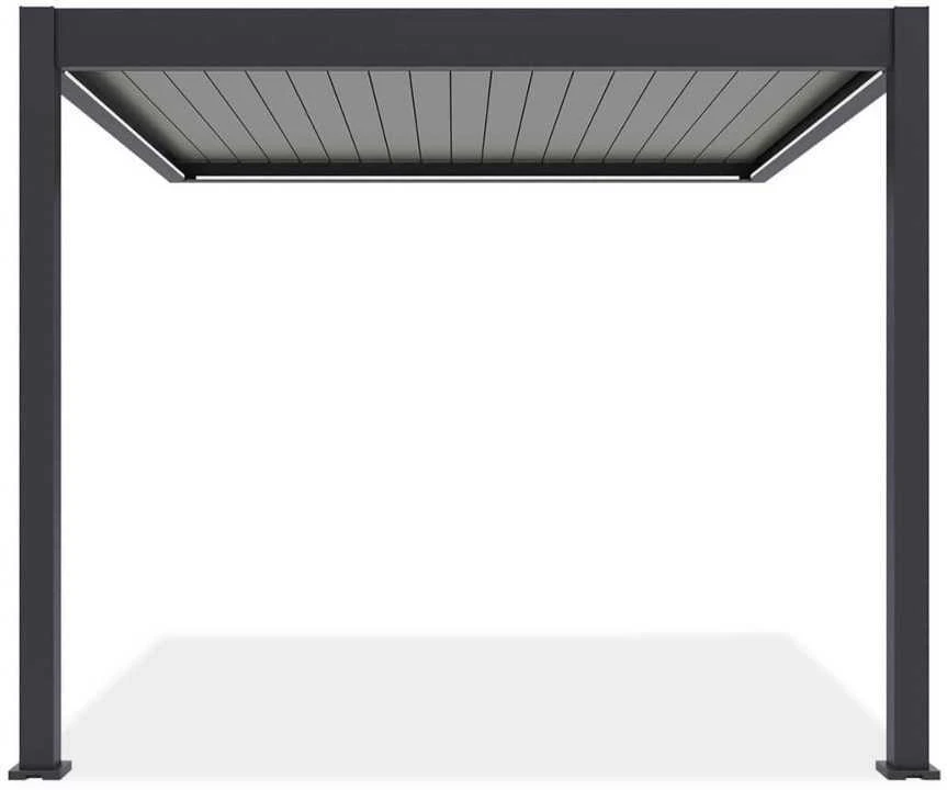 Pavėsinė Pergola ELEGANCE WALL AUTOMATIC 3x3 su LED, Anthracite/Light Pilkas, montuojama prie sienos