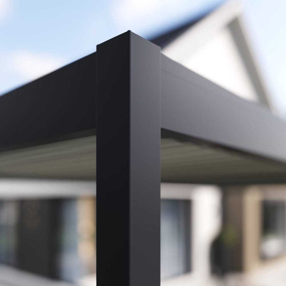 Pavėsinė Pergola ELEGANCE WALL AUTOMATIC 3x3 su LED, Anthracite/Light Pilkas, montuojama prie sienos