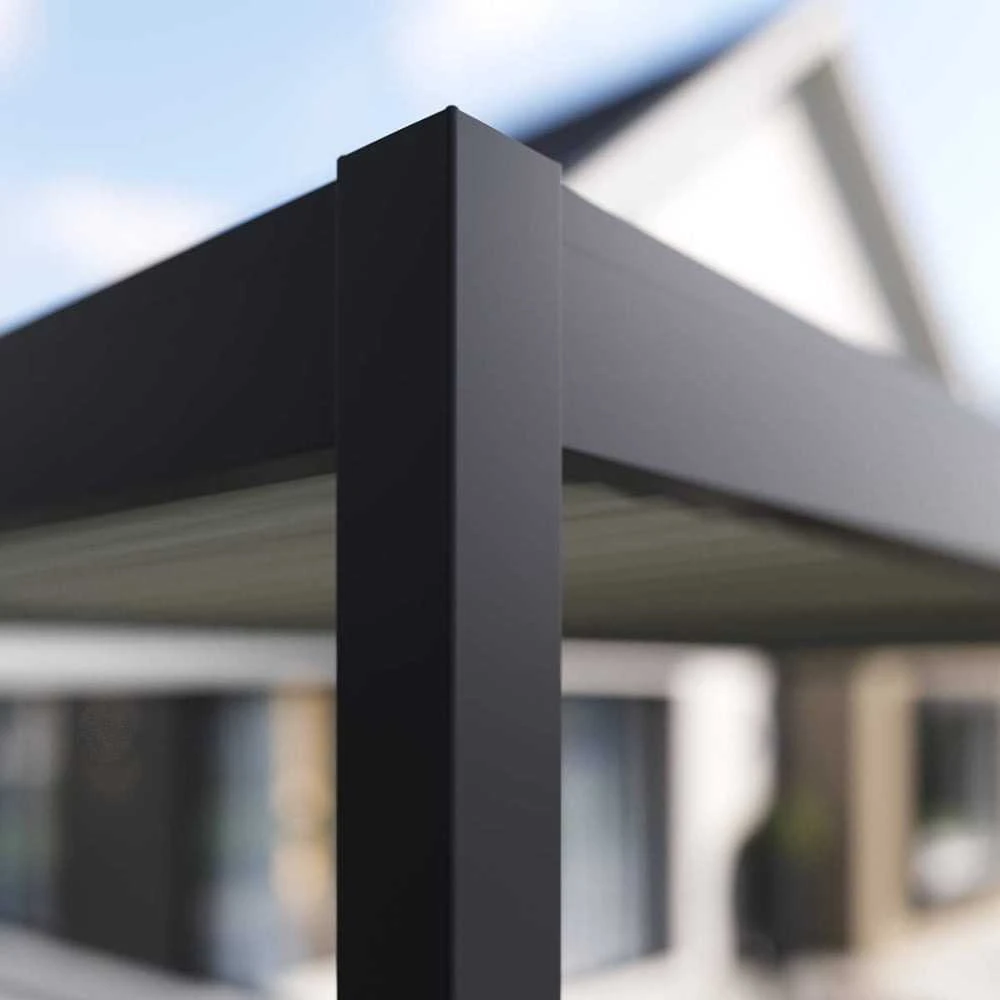 Pavėsinė Pergola ELEGANCE WALL AUTOMATIC 3x3 su LED, Anthracite/Light Pilkas, montuojama prie sienos