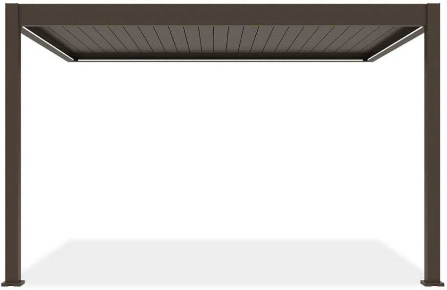 Pavėsinė Pergola ELEGANCE WALL AUTOMATIC 3x4 su LED, Taupe, montuojama prie sienos