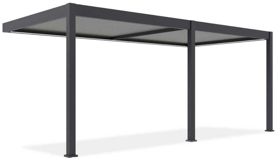 Pavėsinė Pergola ELEGANCE WALL AUTOMATIC 3x6 su LED, Anthracite/Light Pilkas, montuojama prie sienos
