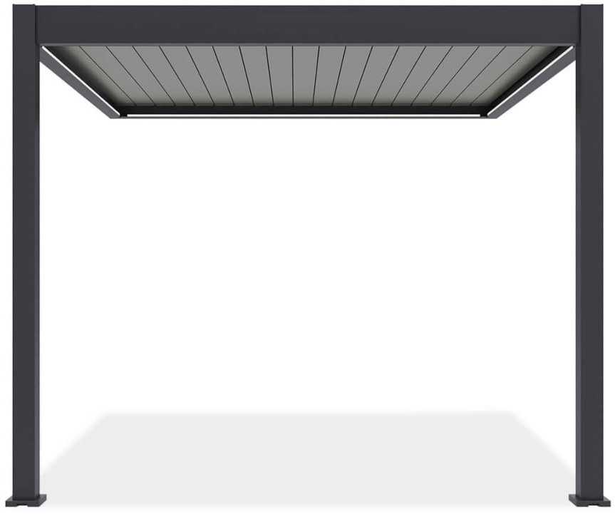 Pavėsinė Pergola ELEGANCE WALL AUTOMATIC 3x3 su LED, Anthracite/Light Pilkas, montuojama prie sienos