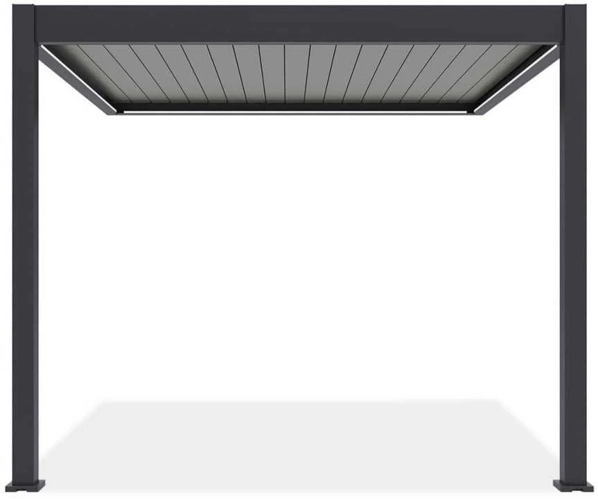Pavėsinė Pergola ELEGANCE WALL AUTOMATIC 3x3 su LED, Anthracite/Light Pilkas, montuojama prie sienos