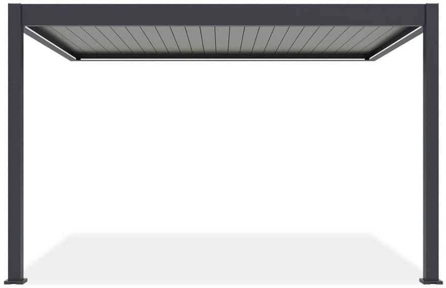 Pavėsinė Pergola ELEGANCE WALL AUTOMATIC 3x4 su LED, Anthracite/Light Pilkas, montuojama prie sienos