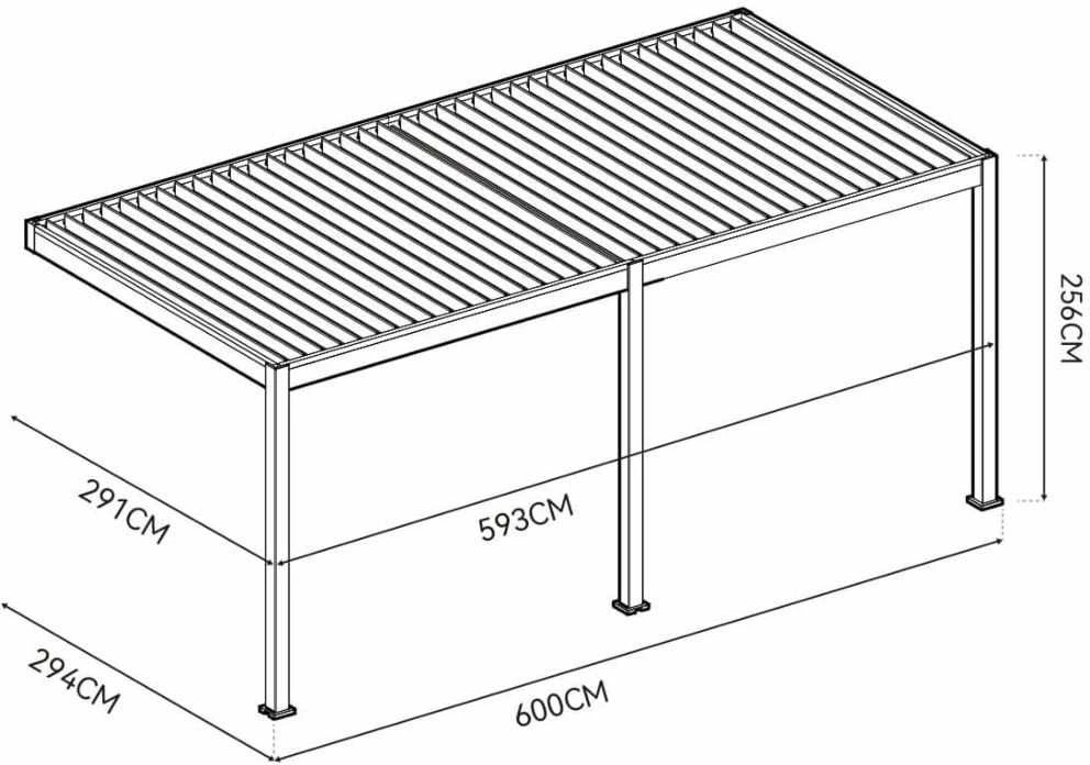 Pavėsinė Pergola ELEGANCE WALL AUTOMATIC 3x6 su LED, Anthracite/Light Pilkas, montuojama prie sienos