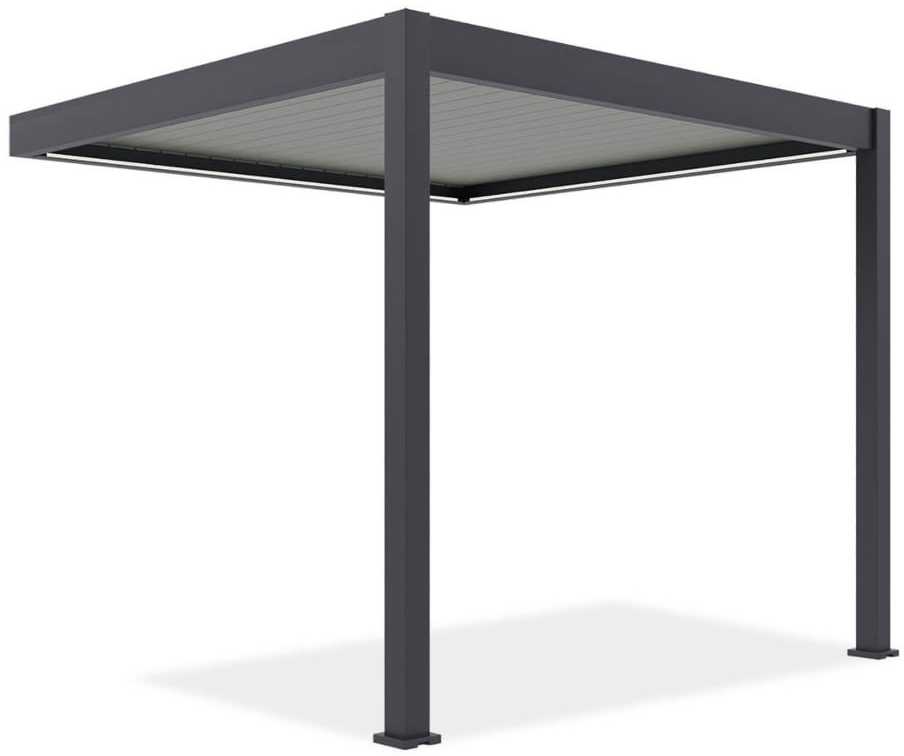 Pavėsinė Pergola ELEGANCE WALL AUTOMATIC 3x3 su LED, Anthracite/Light Pilkas, montuojama prie sienos