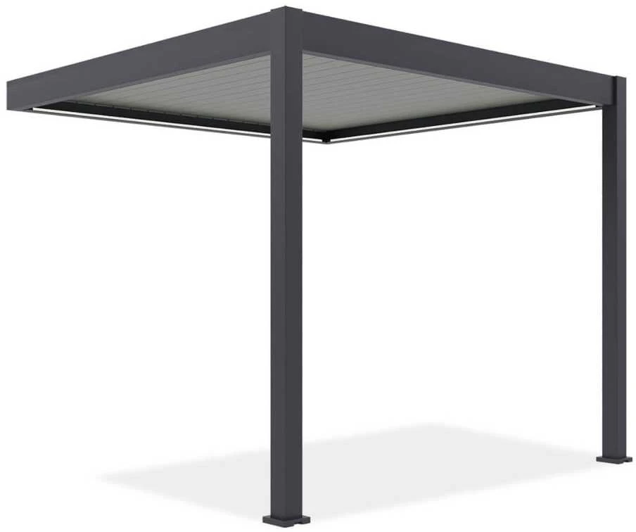 Pavėsinė Pergola ELEGANCE WALL AUTOMATIC 3x3 su LED, Anthracite/Light Pilkas, montuojama prie sienos