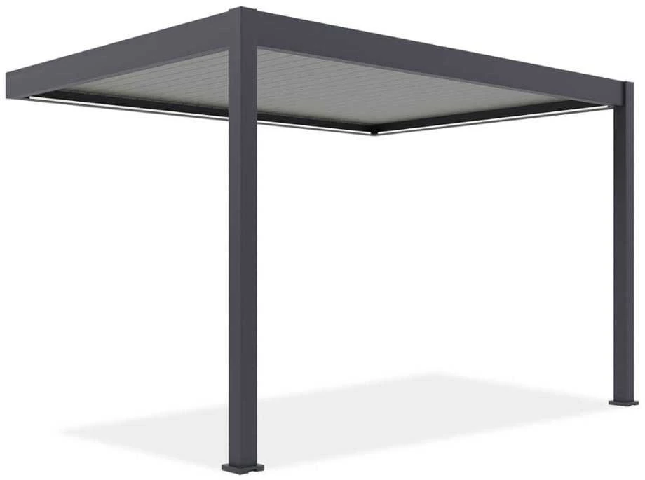 Pavėsinė Pergola ELEGANCE WALL AUTOMATIC 3x4 su LED, Anthracite/Light Pilkas, montuojama prie sienos