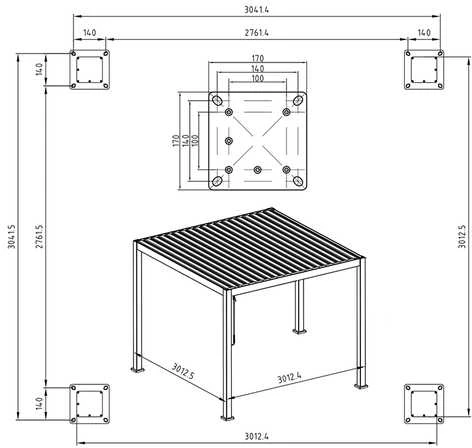 Pavėsinė Pergola Premium 3x3, Anthracite