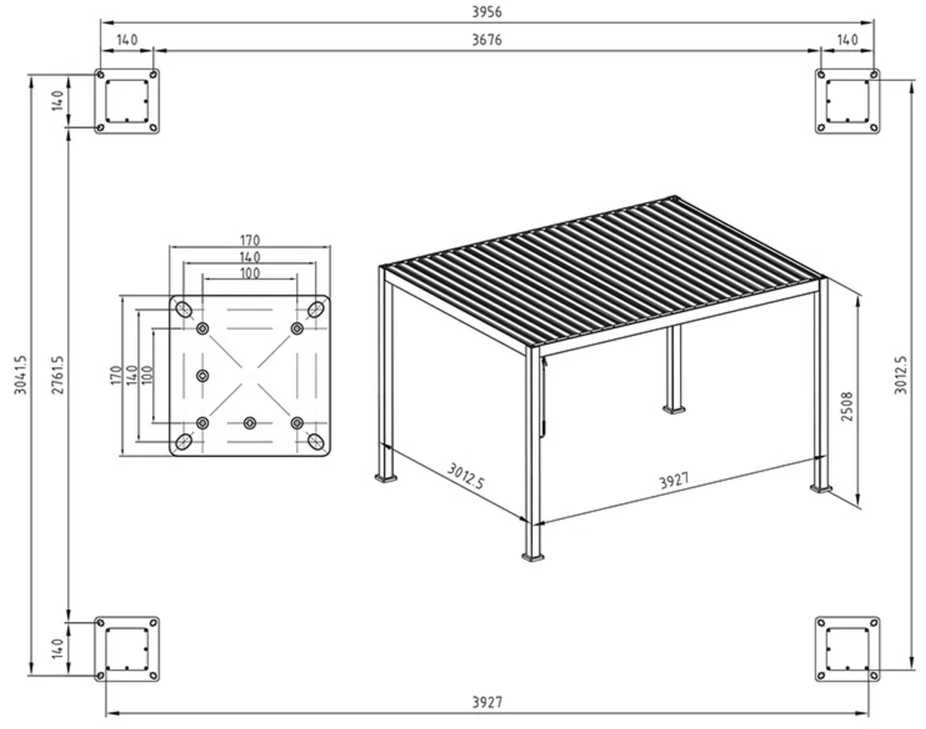 Pavėsinė Pergola Premium 3x4, Anthracite