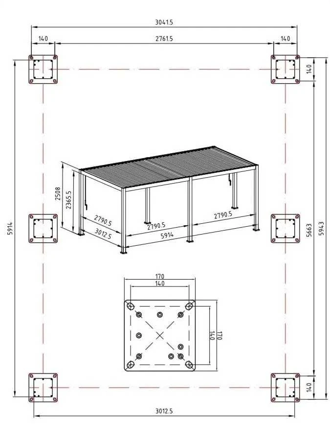 Pavėsinė Pergola Premium 3x6, Baltas