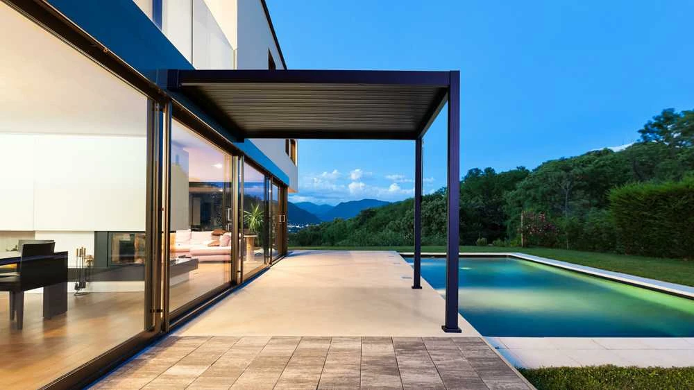 Pavėsinė Pergola Premium Wall 3x3 Anthracite, montuojama prie sienos
