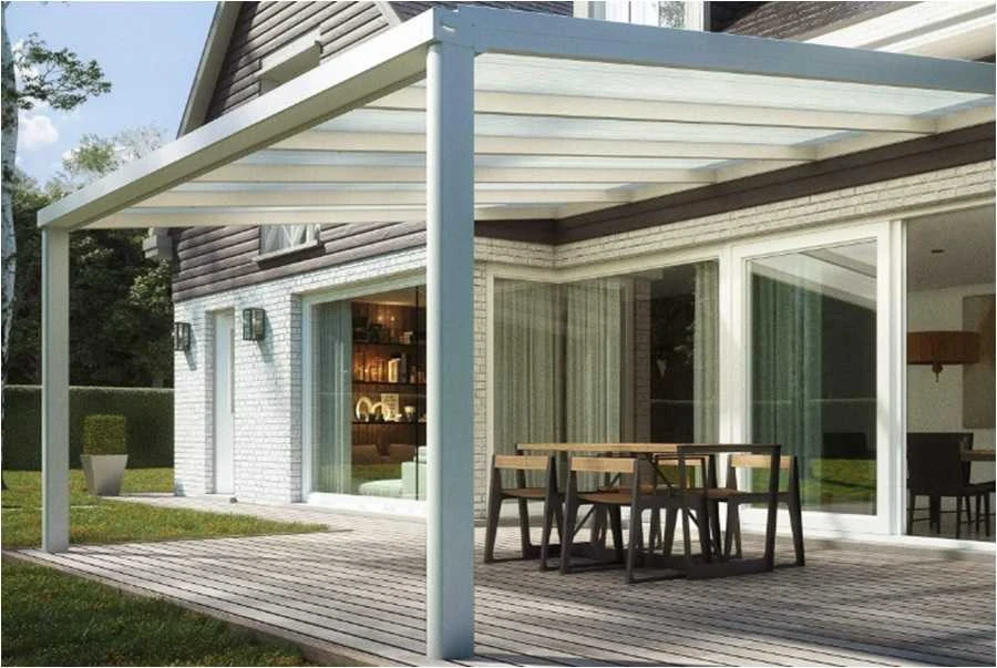 Pavėsinė Pergola Premium Wall 3x3 Baltas, montuojama prie sienos