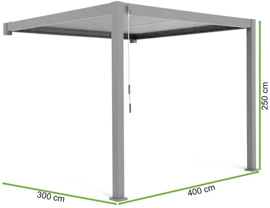 Pavėsinė Pergola Premium Wall 3x4 Baltas, montuojama prie sienos