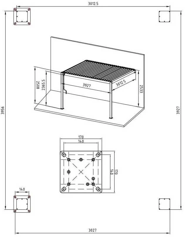 Pavėsinė Pergola Premium Wall 3x4 Baltas, montuojama prie sienos