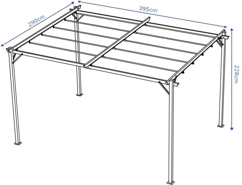 Pavėsinė Pergola SPRINT 3x4, Anthracite/Baltas