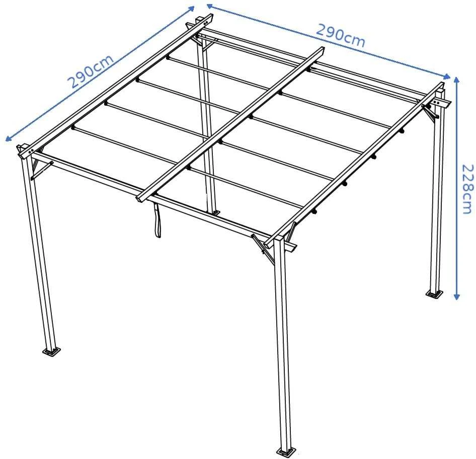Pavėsinė Pergola SPRINT PLUS 3x3, Anthracite/Pilkas