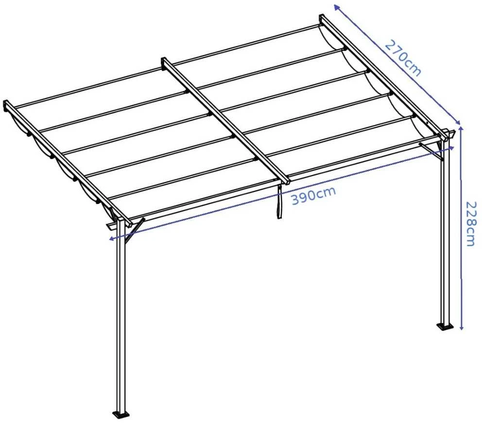 Pavėsinė Pergola SPRINT WALL 4x2.7, Anthracite/Pilkas, montuojama prie sienos