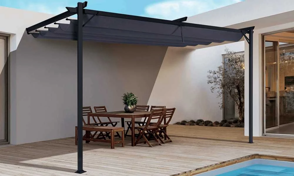 Pavėsinė Pergola SPRINT WALL 4x2.7, Anthracite/Pilkas, montuojama prie sienos