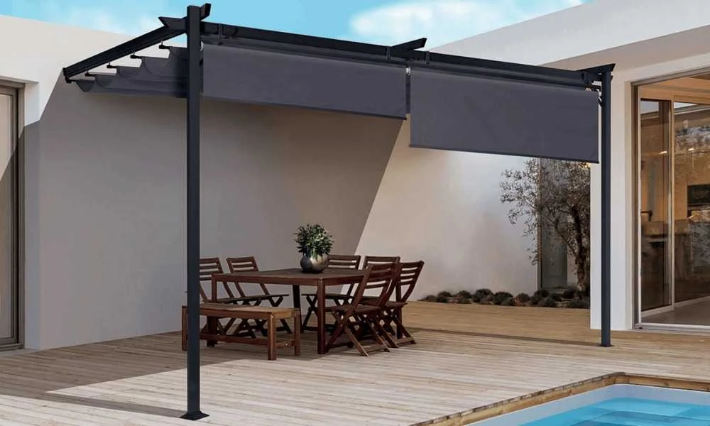 Pavėsinė Pergola SPRINT WALL PLUS 4x2.7m, Anthracite/Pilkas, montuojama prie sienos