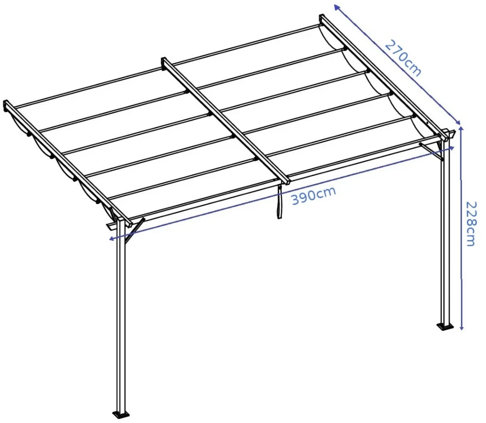 Pavėsinė Pergola SPRINT WALL PLUS 4x2.7m, Anthracite/Baltas, montuojama prie sienos