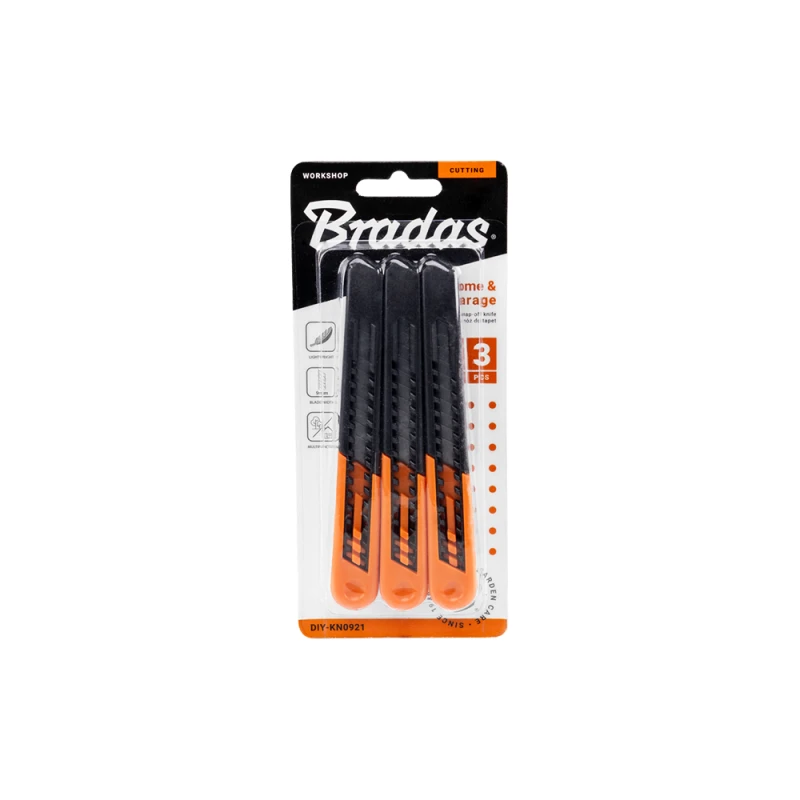 Peilių rinkinys Bradas PVC, 9 mm, 3 vnt