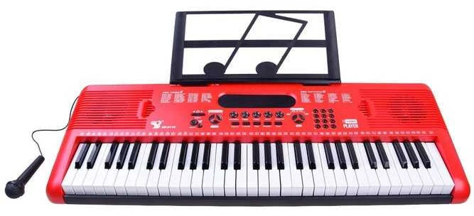Pianinas su mikrofonu, 61 klavišai, raudonas